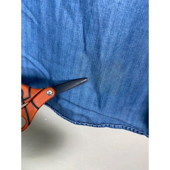 Talbots Blue Chambray Denim Button Up Long Sleeve Shirt Top Size Large Lyocell - Picture 7 of 16